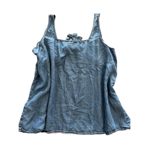 Ann Taylor LOFT Women denim Sleeveless Blouse size XL - Picture 2 of 6
